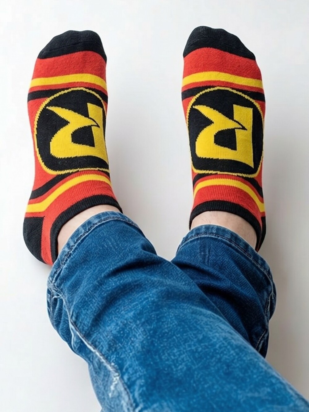 DC Comics Robin Ankle Socks Women's One Size Batman Superhero Red Yellow Black